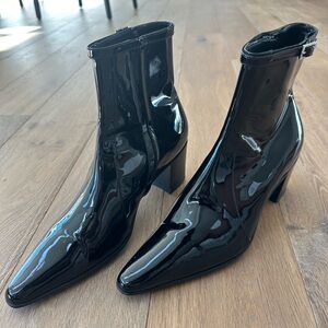 Saint Laurent black patent men’s boots